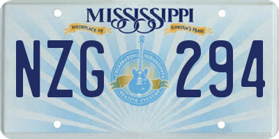 MS license plate NZG294