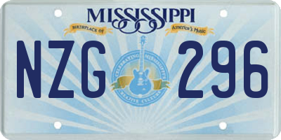 MS license plate NZG296