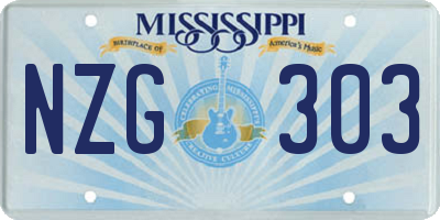MS license plate NZG303