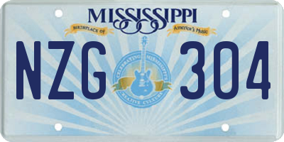 MS license plate NZG304