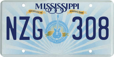 MS license plate NZG308