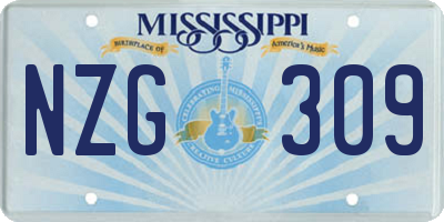 MS license plate NZG309