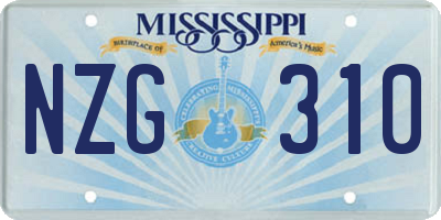 MS license plate NZG310