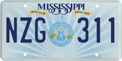 MS license plate NZG311