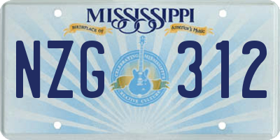 MS license plate NZG312