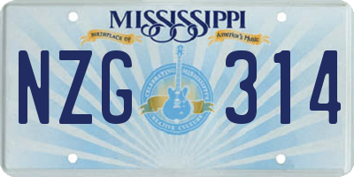 MS license plate NZG314