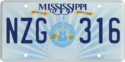 MS license plate NZG316