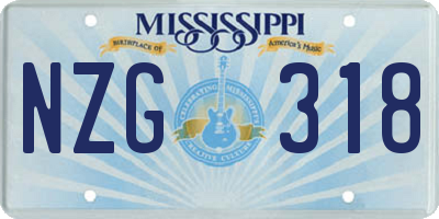 MS license plate NZG318