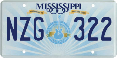 MS license plate NZG322
