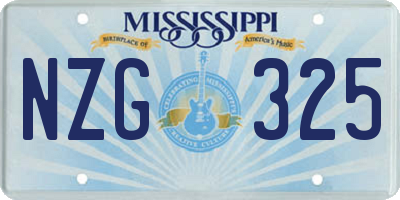 MS license plate NZG325