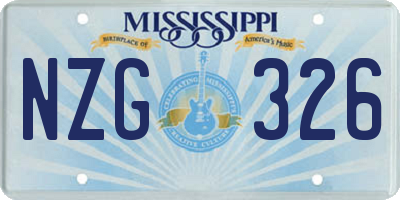 MS license plate NZG326