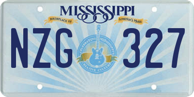 MS license plate NZG327