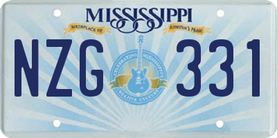 MS license plate NZG331