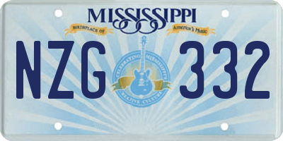 MS license plate NZG332