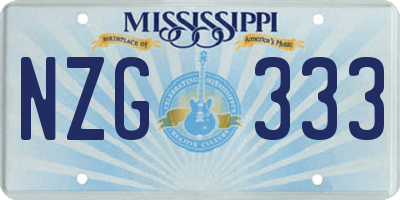 MS license plate NZG333