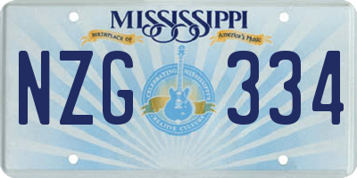 MS license plate NZG334