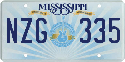 MS license plate NZG335