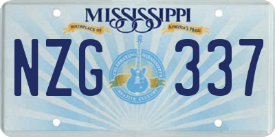 MS license plate NZG337