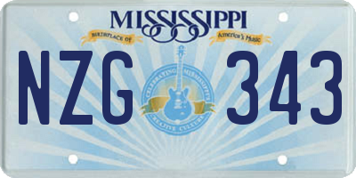 MS license plate NZG343