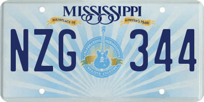 MS license plate NZG344