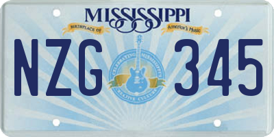 MS license plate NZG345
