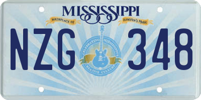 MS license plate NZG348