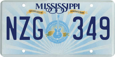 MS license plate NZG349