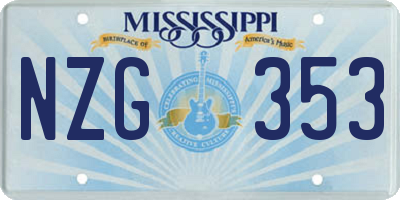 MS license plate NZG353
