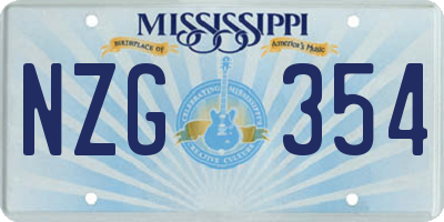 MS license plate NZG354