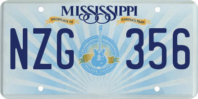 MS license plate NZG356
