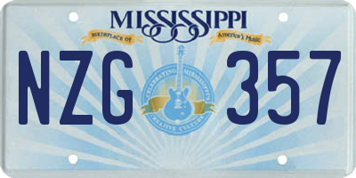 MS license plate NZG357