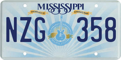 MS license plate NZG358