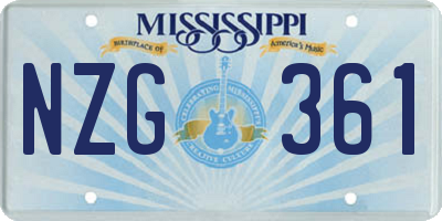 MS license plate NZG361