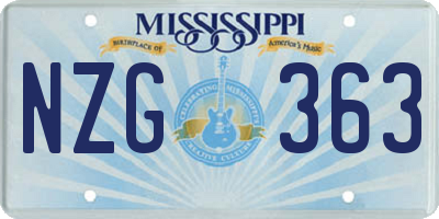 MS license plate NZG363