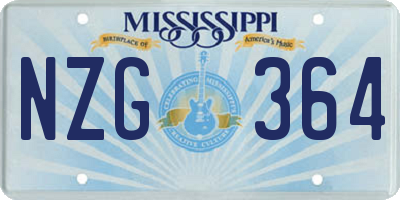 MS license plate NZG364