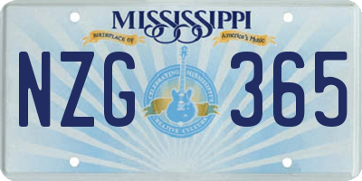 MS license plate NZG365