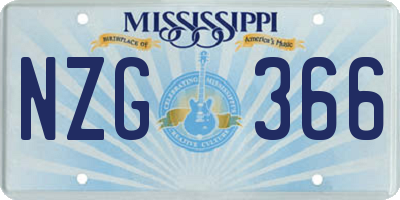 MS license plate NZG366