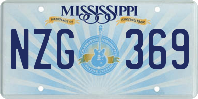 MS license plate NZG369