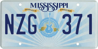 MS license plate NZG371