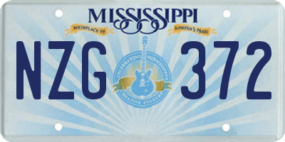 MS license plate NZG372