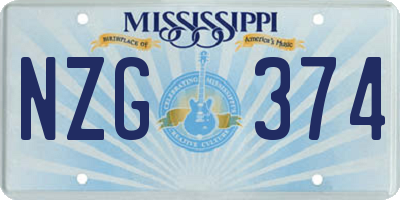 MS license plate NZG374