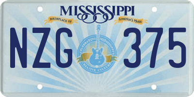 MS license plate NZG375