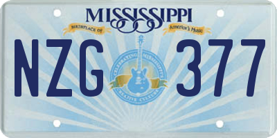 MS license plate NZG377
