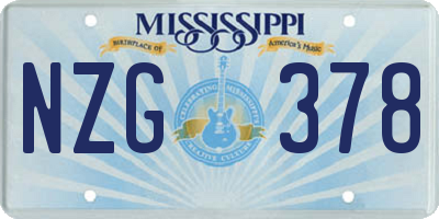 MS license plate NZG378