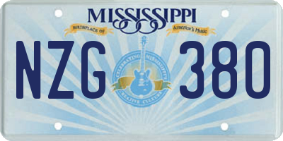 MS license plate NZG380