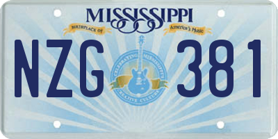 MS license plate NZG381