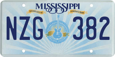 MS license plate NZG382
