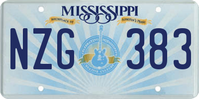 MS license plate NZG383