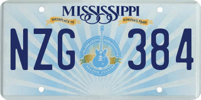 MS license plate NZG384