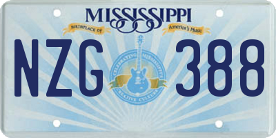 MS license plate NZG388